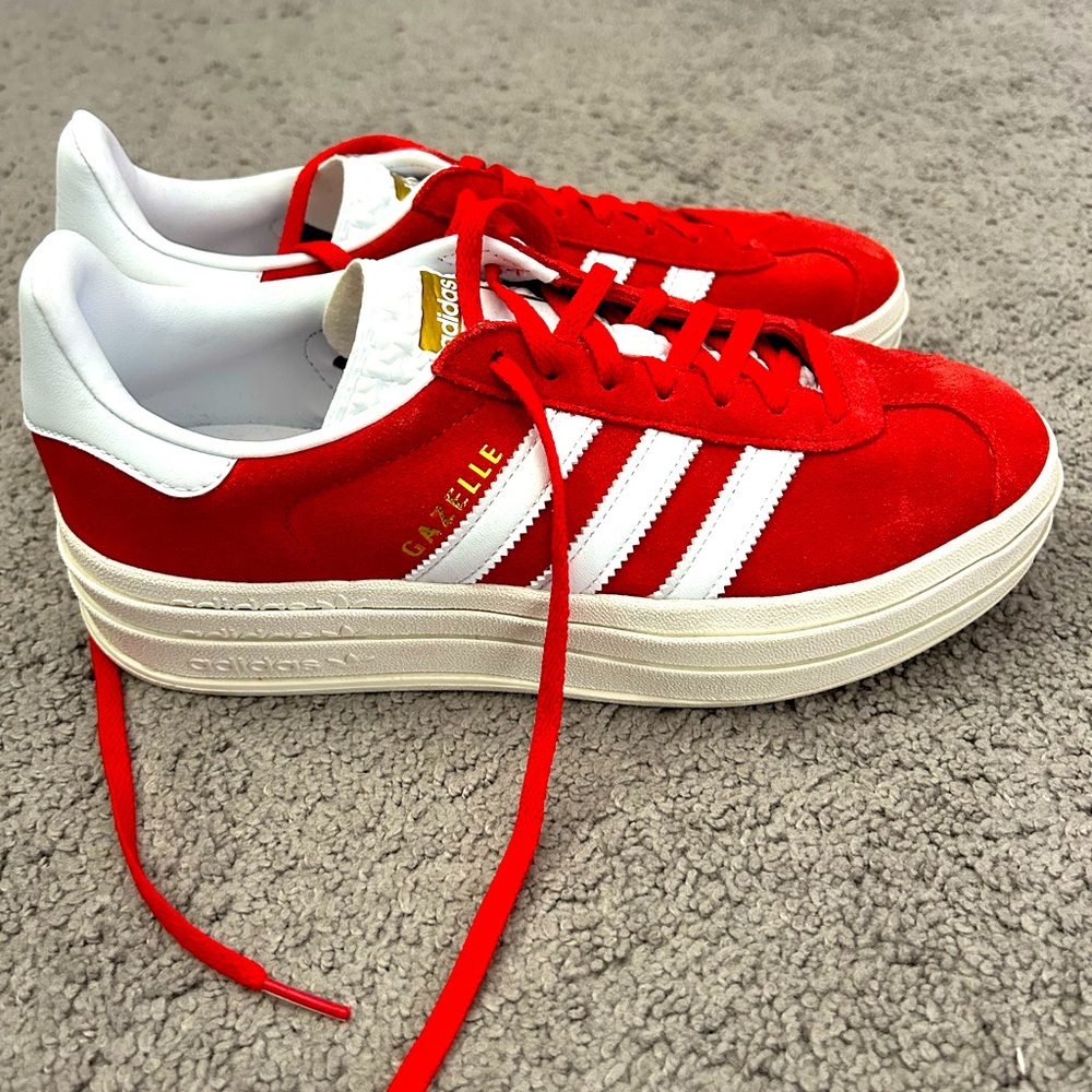Adidas Gazelle Red Bold Shoes. Like new. Worn once.
